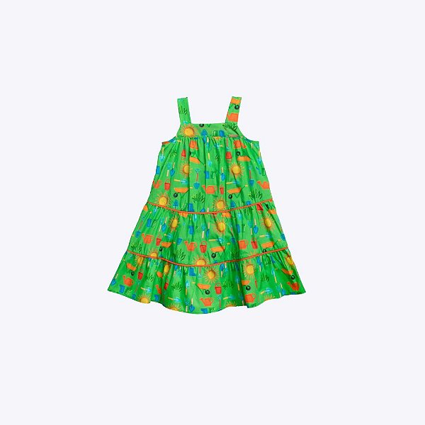 Vestido Verde Estampado Infantil Menina Precoce 5501