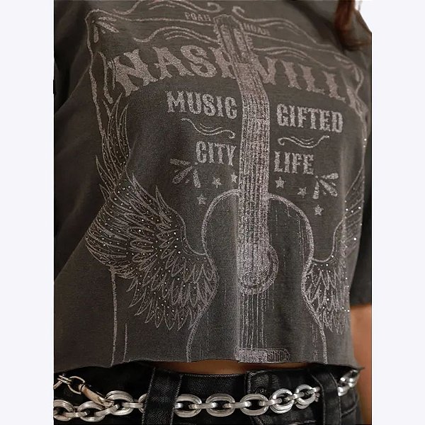 Blusa Tee Shirt Cropped Nashville Juvenil Feminina Poah Noah 54734