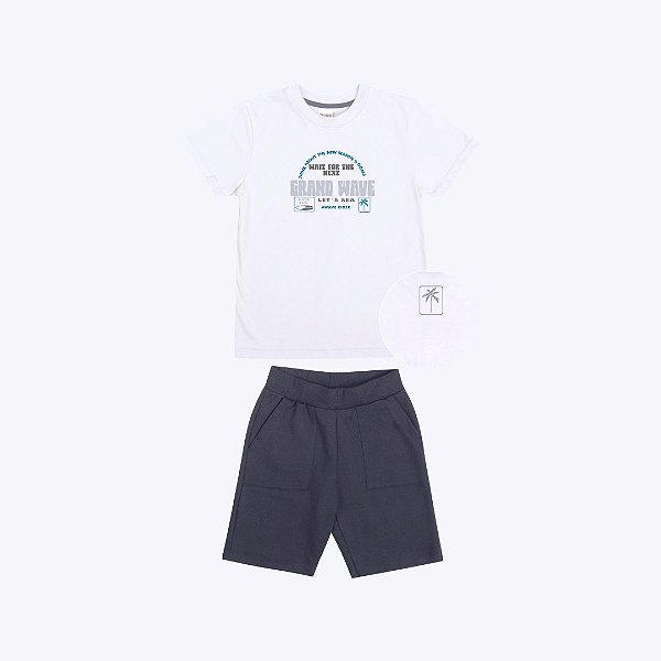 Conjunto Camiseta Manga Curta e Bermuda Moletom Infantil Masculino Have Fun 29694