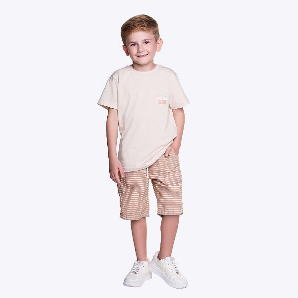Conjunto Camiseta e Bermuda Listrada Infantil Masculino Have Fun 29687