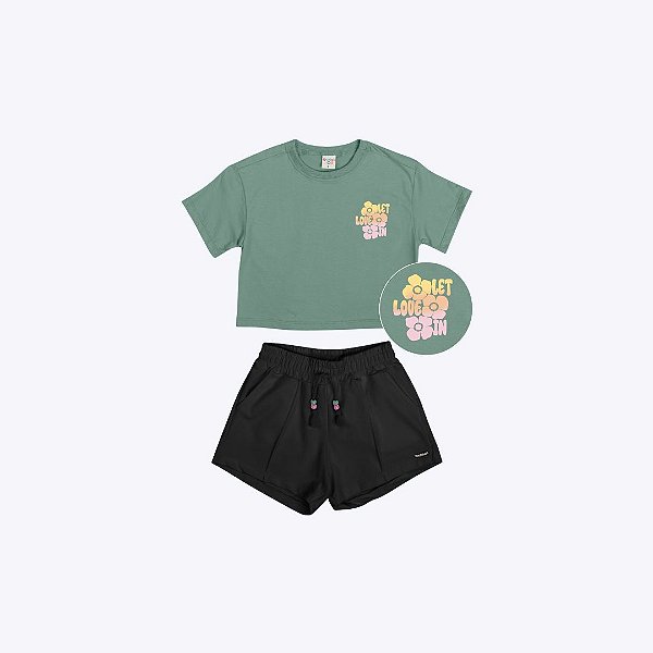 Conjunto Blusa Manga Curta e Shorts Infantil Feminino Have Fun 29624