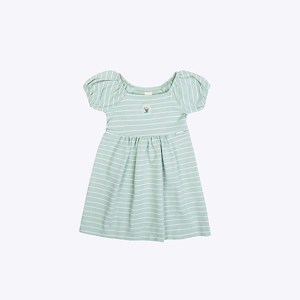 Vestido Manga Curta Listrado Infantil Feminino Have Fun 29733