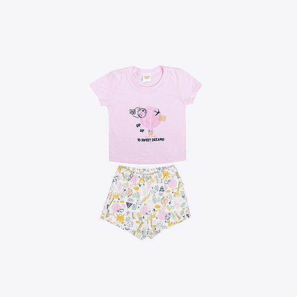 Pijama Manga Curta Rosa Infantil Feminino Have Fun 29810