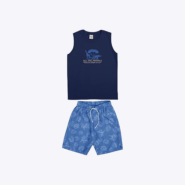 Conjunto Camiseta Regata e Bermuda Estampada Infantil Masculino Have Fun 29690