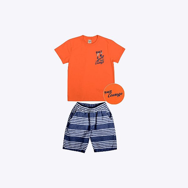 Conjunto Camiseta Manga Curta e Bermuda Estampada Infantil Masculino Have Fun 29683