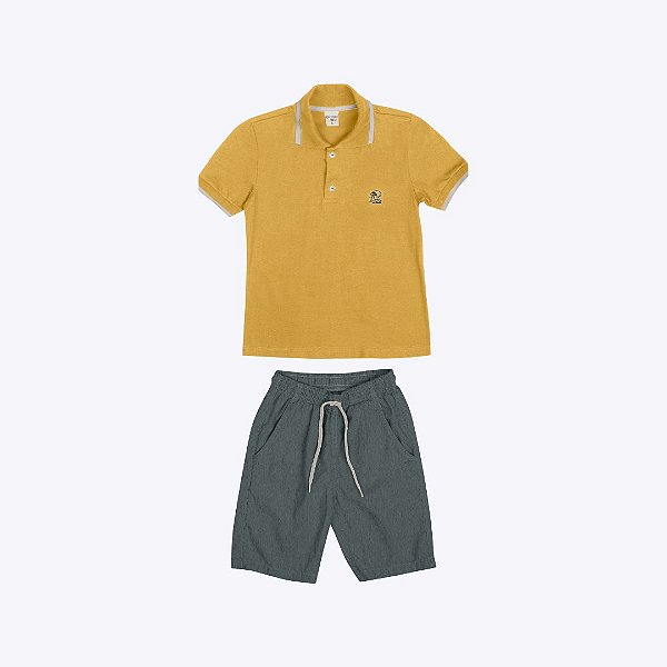 Conjunto Camisa Polo e Bermuda Infantil Masculino Have Fun 29685