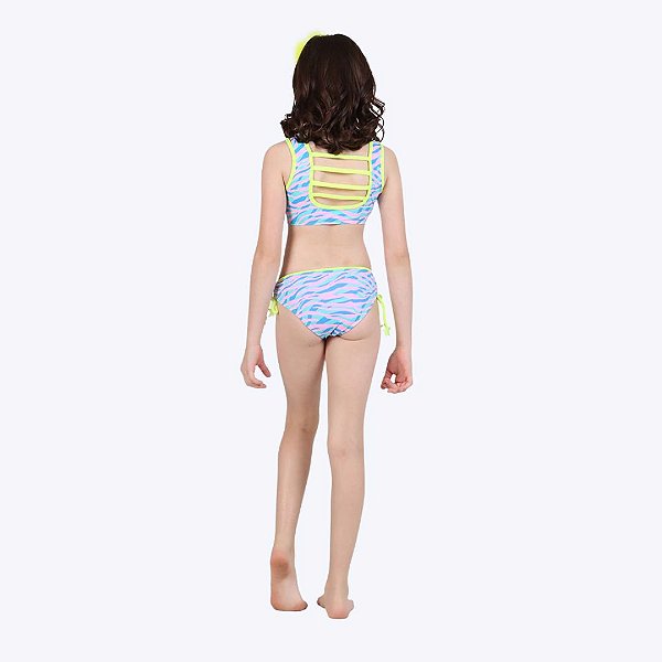 Biquíni Azul Zebra Infantil Feminino Moda Praia Siri Kids 40276
