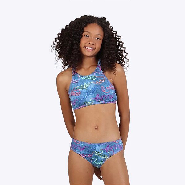 Biquíni Azul Space Juvenil Feminino Moda Praia Siri Kids 40300