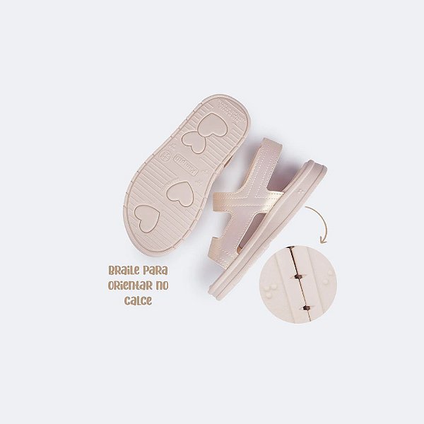 Sandália Papete Petit Fecho Triplo Nude Perolada Infantil Feminina Pampili 739020000