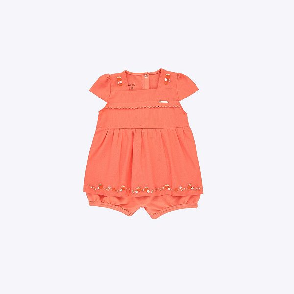 Macacão Laranja Bebê Menina Paraiso 10218993