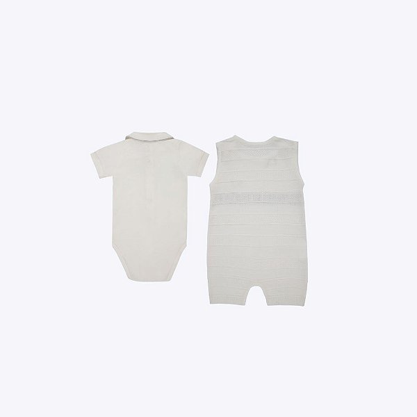 Conjunto Macacão e Body Branco Bebê Menino Paraiso 10218674