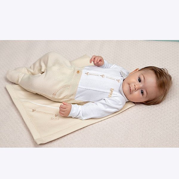 Macacão Manga Longa Bege Bebê Menino Paraiso 00118556