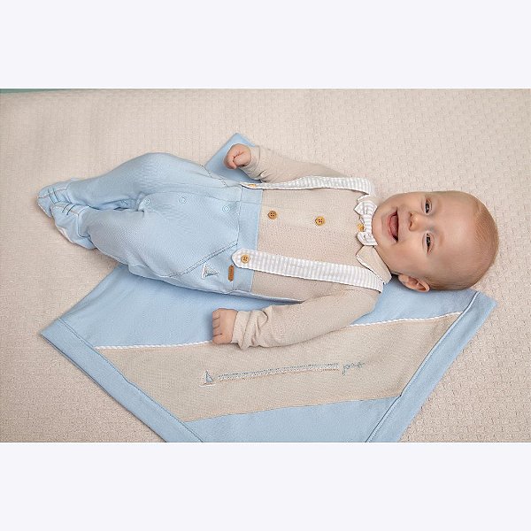 Saída Maternidade Azul Claro Bebê Menino Paraiso 01918589