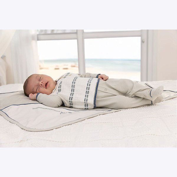 Saída Maternidade Bordado Bege Bebê Menino Paraiso 01918591