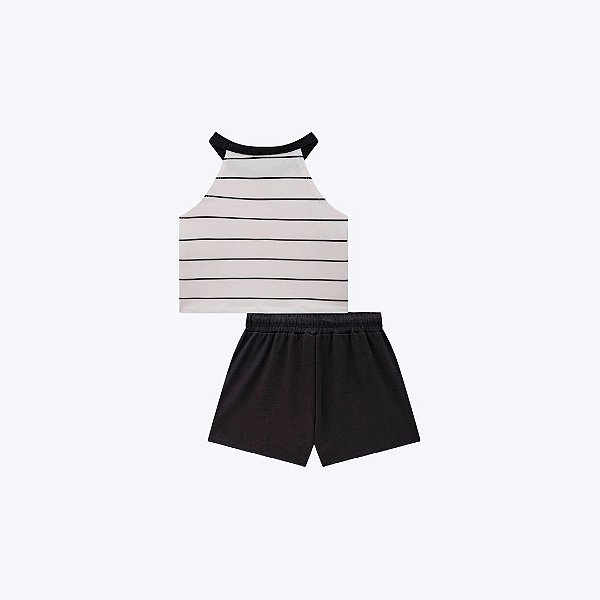 Conjunto Blusa Cropped em Cotton e Shorts em Malha Strech Juvenil Feminino Vic&Vicky  83899