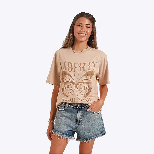 Blusa Tee Shirt Borboleta Juvenil Feminina Poah Noah 54739