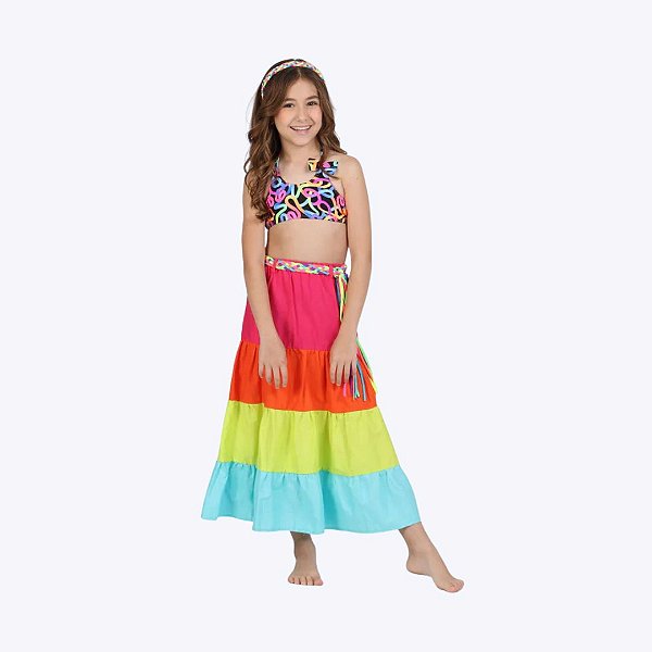 Saia Colorida Moda Infantil Feminina Siri Kids 40265