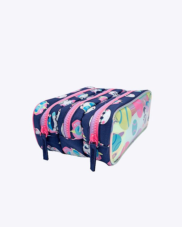 Estojo Triplo Holográfico Unicórnio Puket 050404095