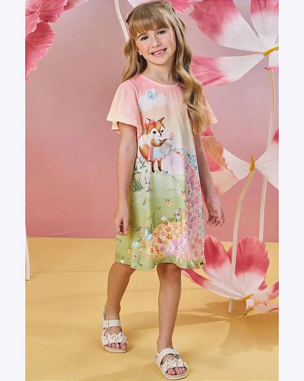 Vestido em Malha Fresh Estampado Infantil Feminino Infanti 82920