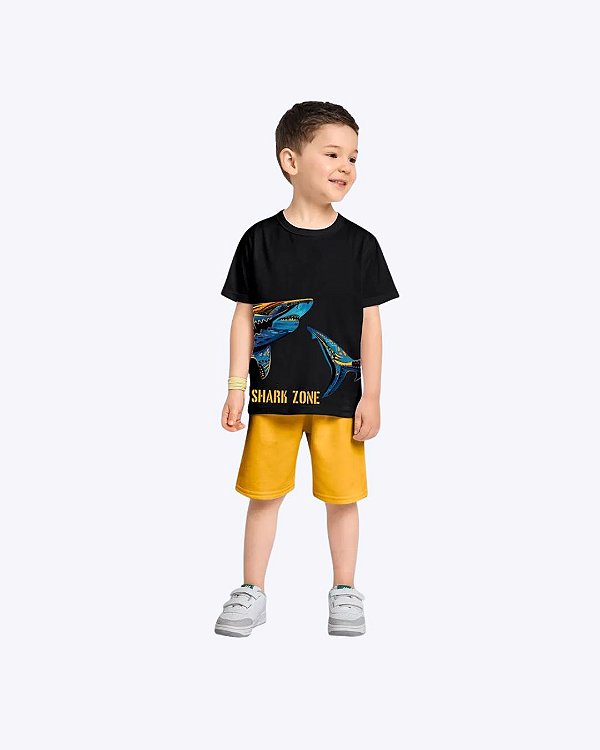 Conjunto Camiseta Manga Curta e Bermuda Moletom Infantil Masculino Kyly 1001345