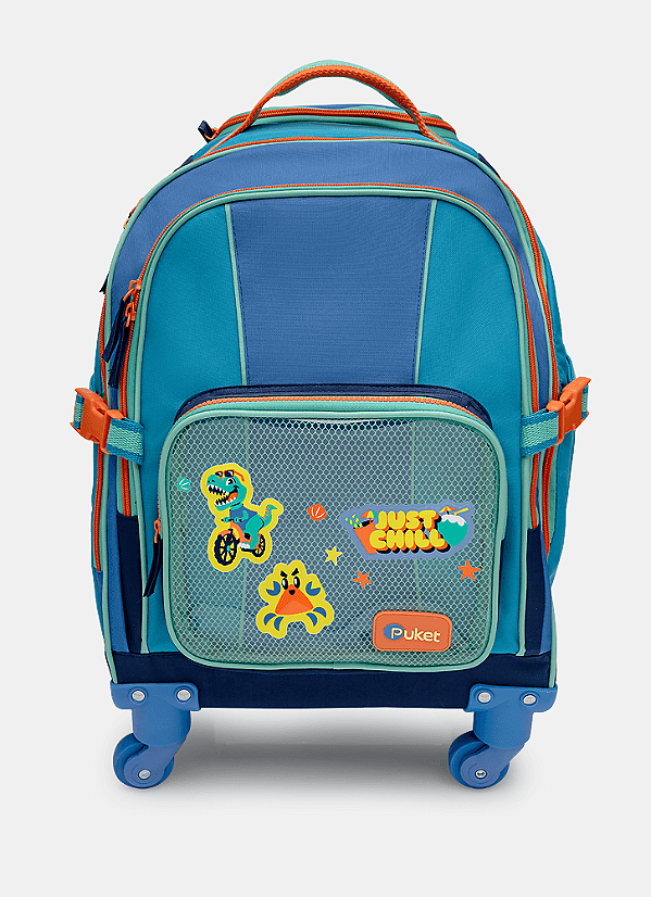 Mochila com Rodinha 360° Color Block Azul Puket 050403920