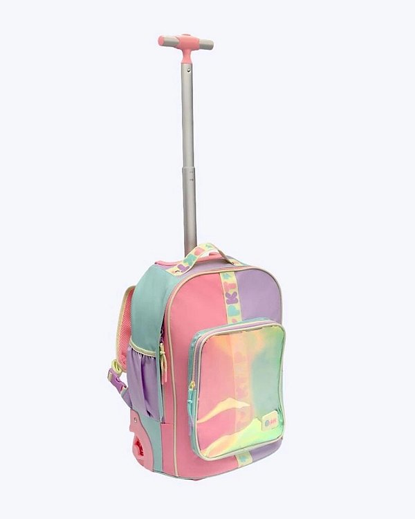 Mochila com Rodinhas Color Block Menina Puket 050403848
