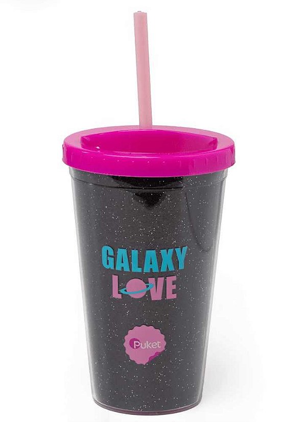 Copo com Canudo Unicornio Glitter 050401618 Puket