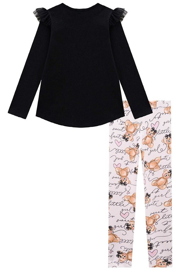 Conjunto Infantil Feminino Manga Longa Ursinho Infanti 51081