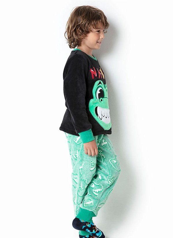 Pijama Soft Brilha no Escuro Dino Food Puket 030402466