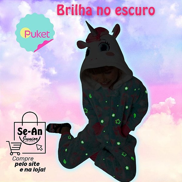 Pijama Kigurumi Infantil Feminino Unicórnio Puket 030200631