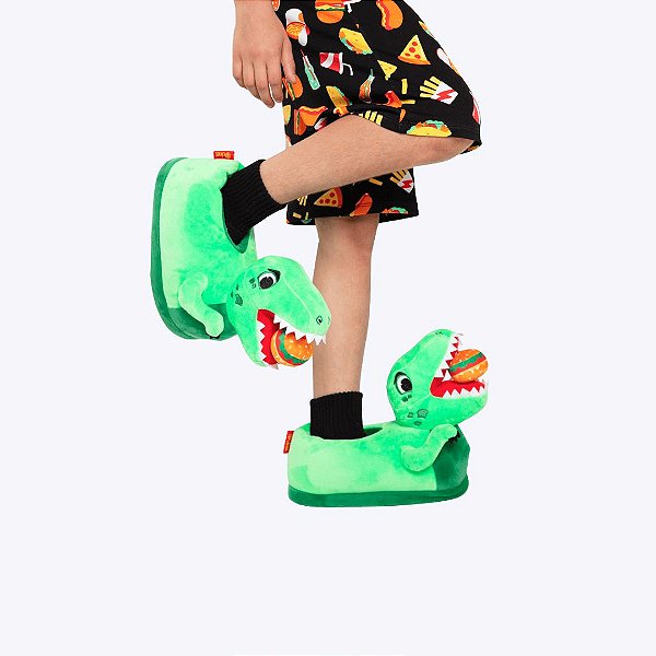 Pantufa Dino Food Teen Menino Puket 050500184 Verde