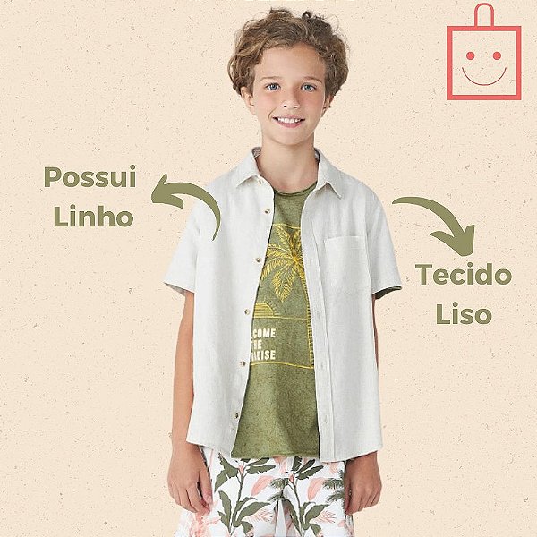 Camisa Bege Infantil Masculina Hering Kids KZZT