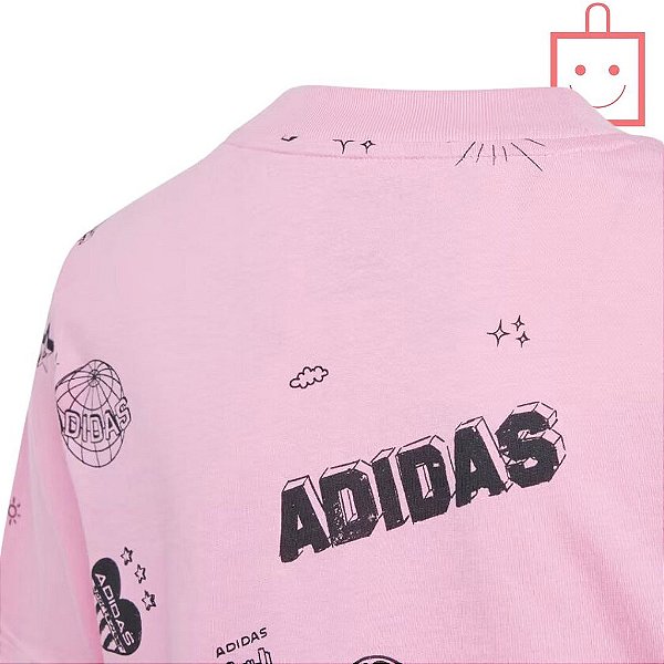 Camiseta Cropped Rosa Juvenil Menina Adidas IA1583