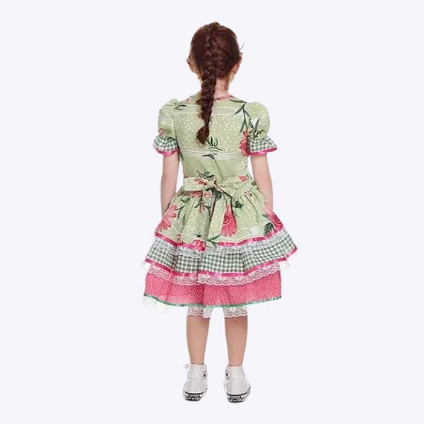 Vestido Festa Junina Floral Luxo Caipira Muvile 9943