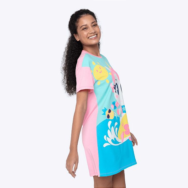 Camisola Manga Curta Viscolycra Unicórnio Aloha Adulto Feminina Puket 030602800