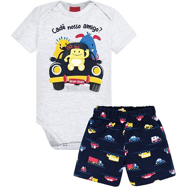 Conjunto Body Short Manga Curta Masculino 110171 Kyly