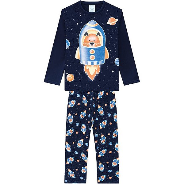 Pijama Infantil Masculino Manga Longa 207541 COR CHUMBO  FOQUETE Kyly