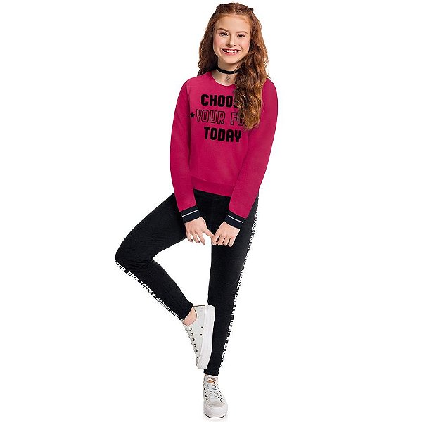 Conjunto Infantil Feminino Manga Longa  51494 Amora