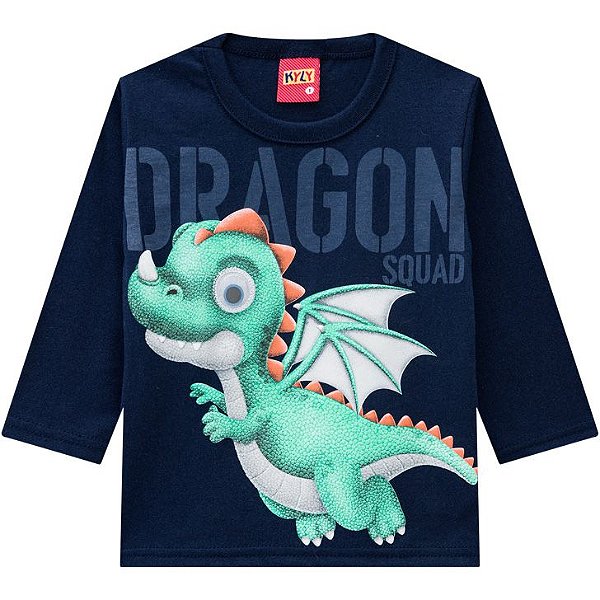 Camiseta Infantil Masculina Manga Longa Dinossauro Kyly 207427
