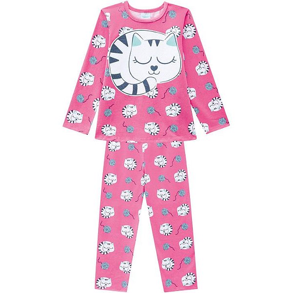 Pijama Infantil Feminino Manga Longa 207527 Cor Pink Kyly