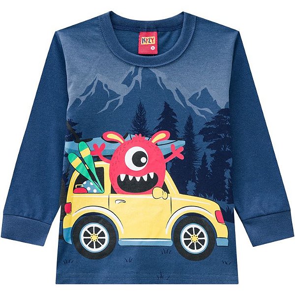 Camiseta Infantil Masculina Manga Longa Carro Kyly 207428