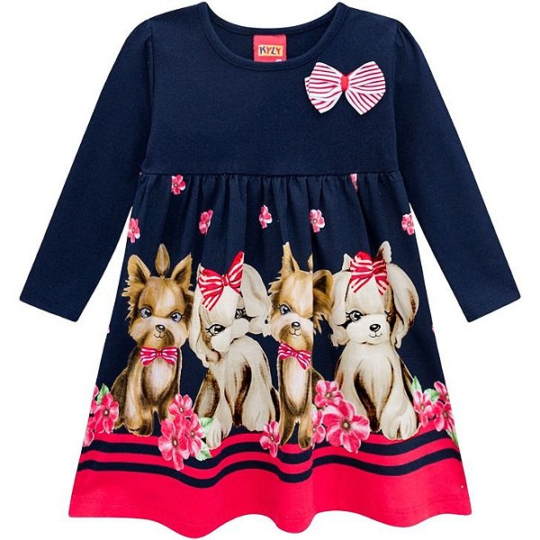 Vestido Infantil Feminino Malha Manga Longa 207341 Kyly