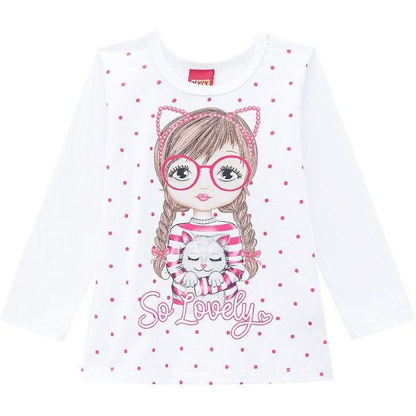 Blusa Infantil Feminina Manga Longa 207360 Cor Pink Kyly