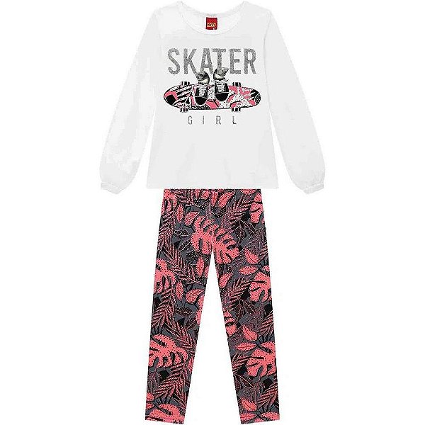 Conjunto Levinho com Calça Legging Infantil Feminino Skate Girl Kyly 207676