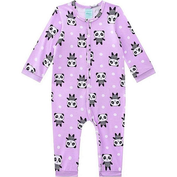 Pijama Macacão Infantil Feminino Panda Manga Longa Kyly 207775