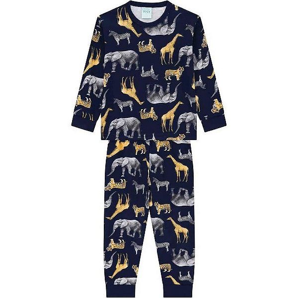 Pijama Infantil Masculino Inverno Manga Longa Safari  Kyly 207815