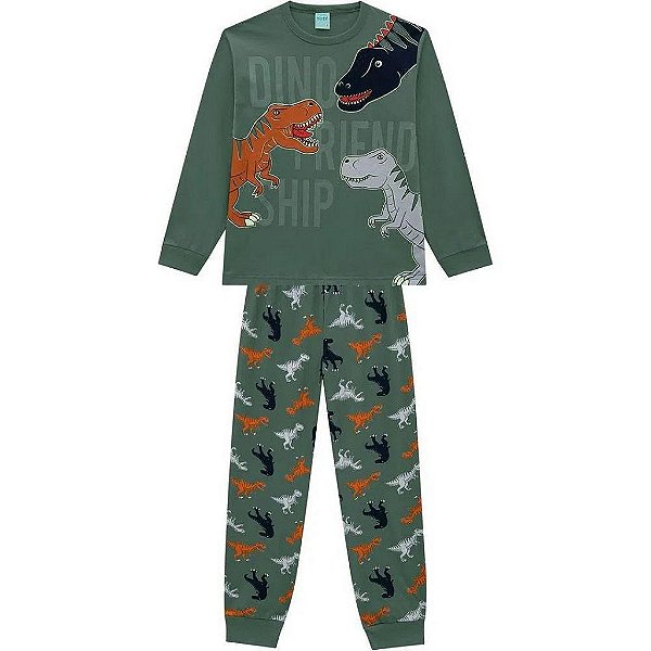 Pijama Infantil Masculino Malha Dinossauro Brilha no Escuro 207818