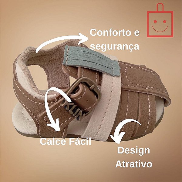 Sandália Infantil Masculina Taupe Klin 515227000