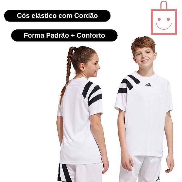 Shorts Branco Esportivo Unissex Juvenil Adidas IK5734