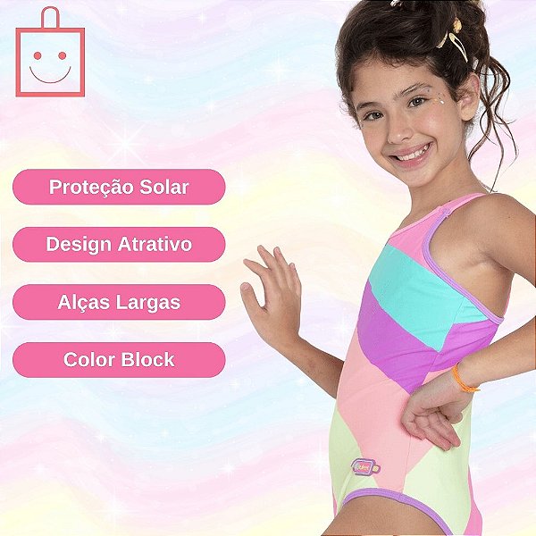 Maiô Colorful Teen Menina Moda Praia Puket 110500568